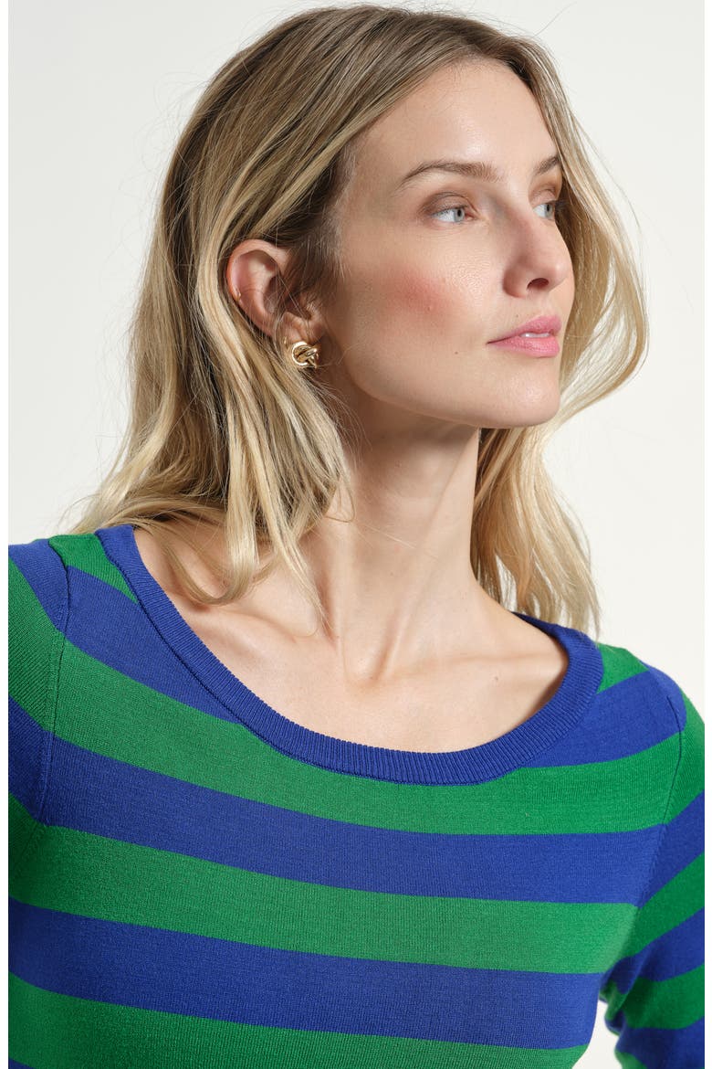 Stripe Scoop Neck Sweater, Alternate, color, BLUE/ GREEN
