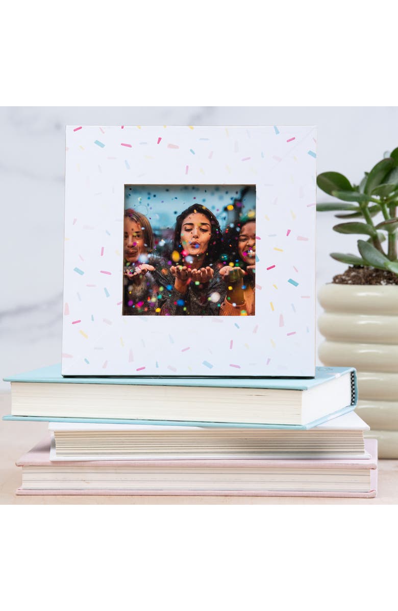 Totalee Gift Confetti Square MDF Frame Wood White, Alternate, color, White