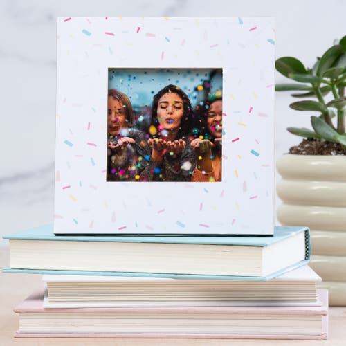 Totalee Gift Confetti Square Mdf Frame Wood White In White