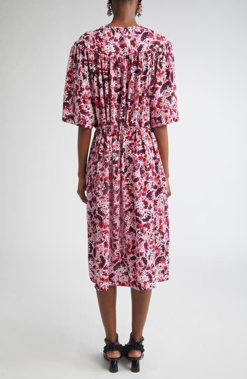 Dries Van Noten Daffie Orchid Petal Print Midi Dress In Multi