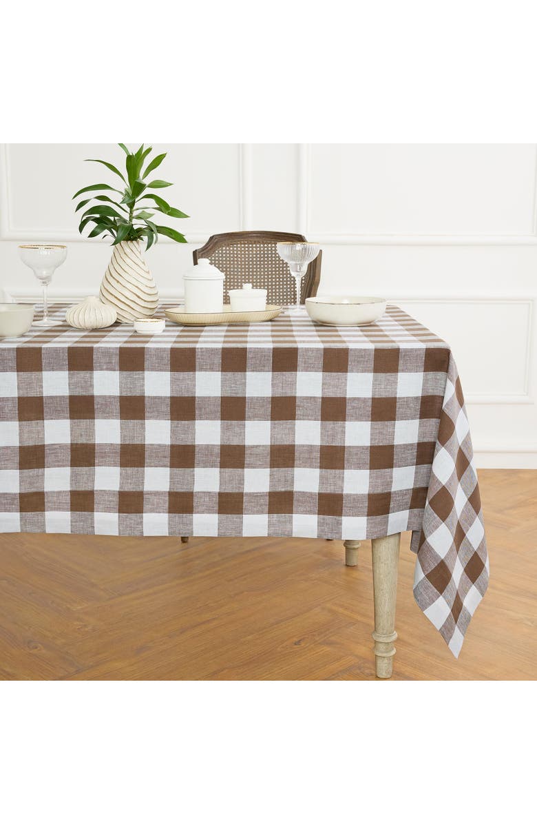 Solino Home Linen Tablecloth - Buffalo Check, Main, color, Coco Brown And White
