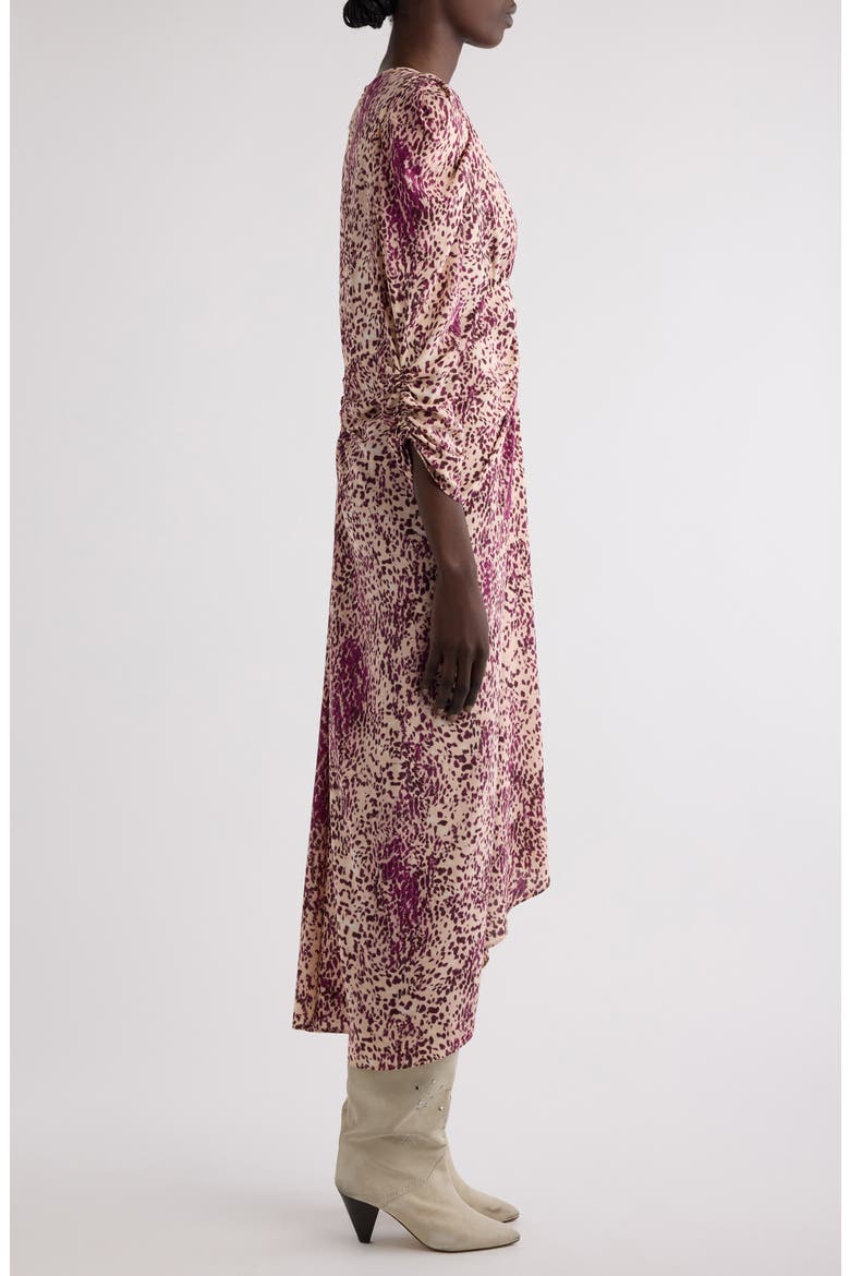 Albini Stretch Silk Midi Dress, Alternate, color, PURPLE/ ECRU
