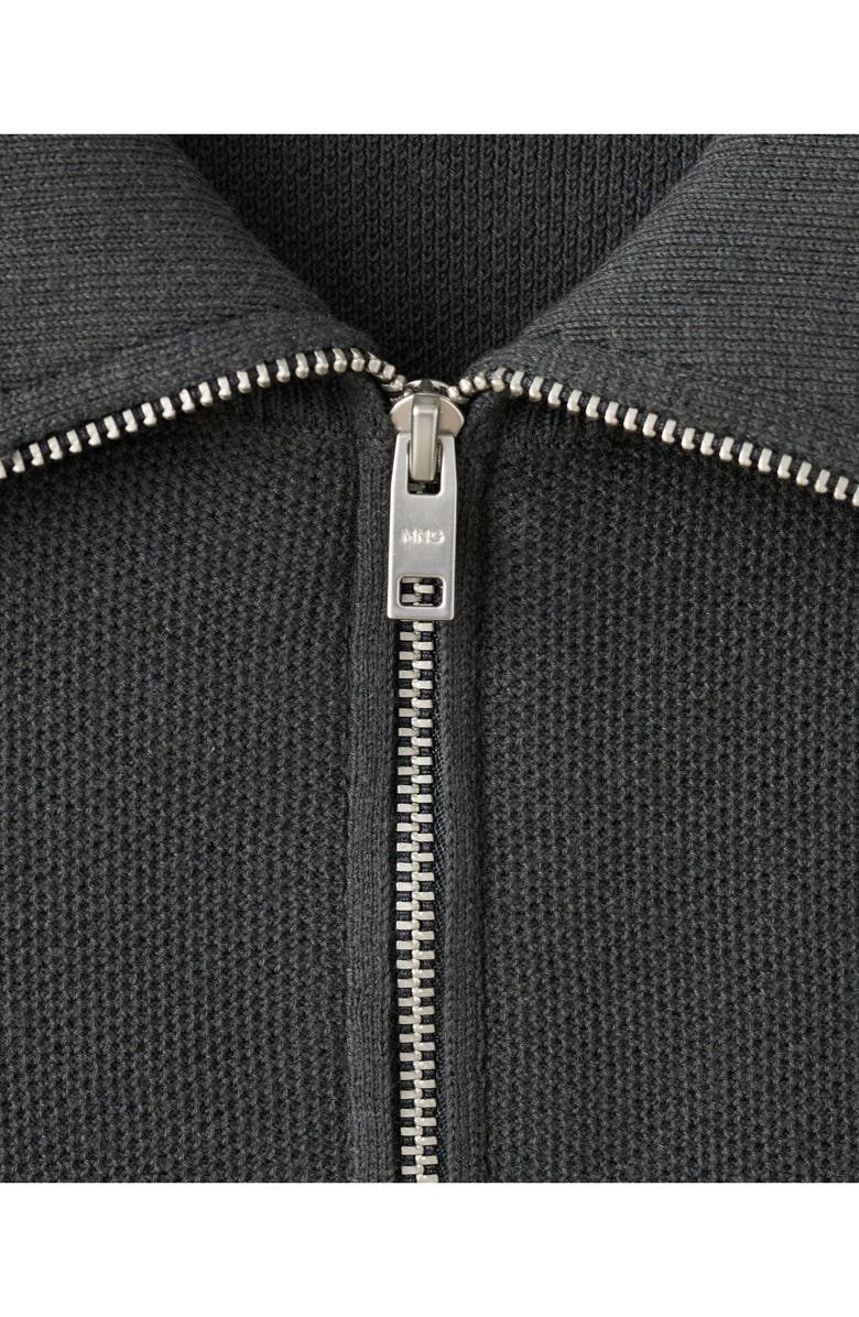 MANGO Half Zip Piqué Sweater, Alternate, color, Dark Grey