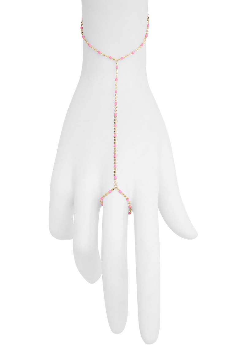 Iris Bead Hand Chain, Main, color, GOLD FILL/ PINK