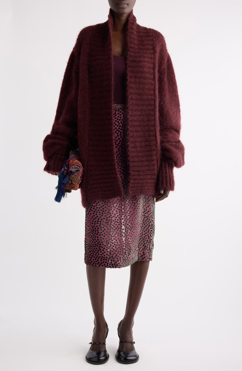 Dries Van Noten Sokna Burnout Polka Dot Skirt, Alternate, color, Dark Pink