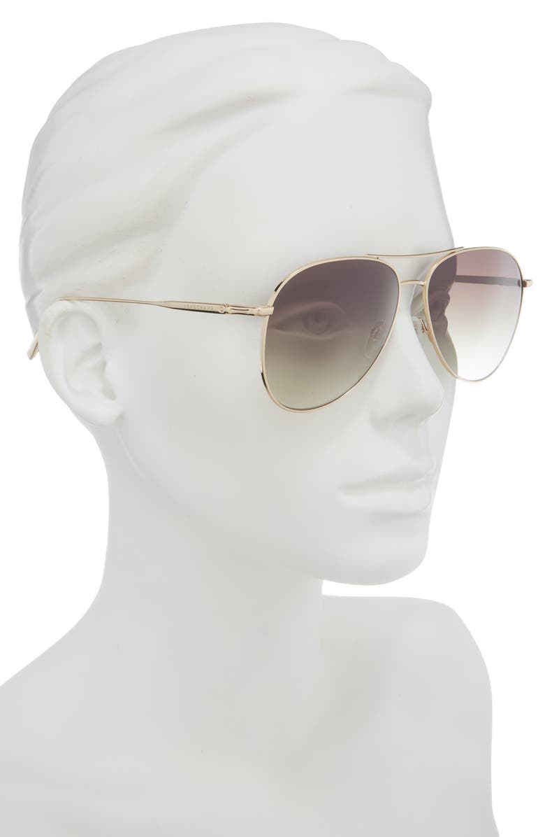 Longchamp 59mm Classic Aviator Gradient Sunglasses, Alternate, color, Gold/ Khaki