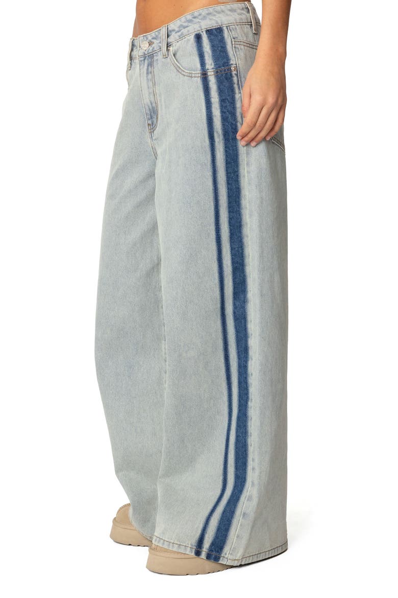 Side Stripe Wide Leg Jeans, Alternate, color, LIGHT-BLUE