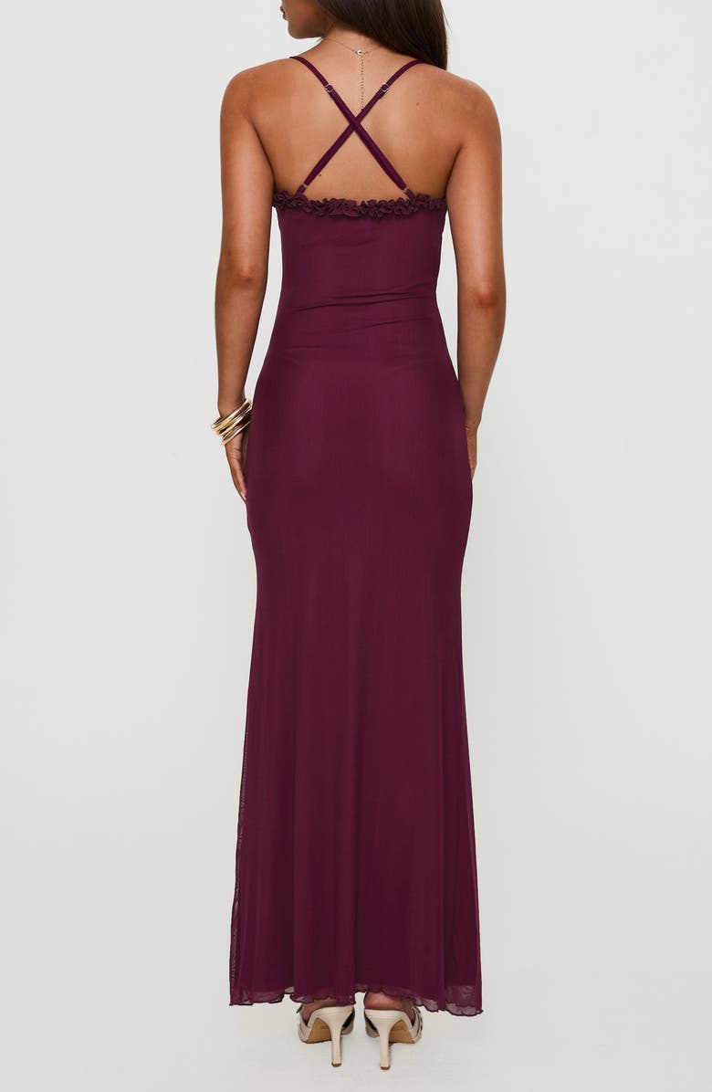 Princess Polly Soulina Plunge Neck Ruched Mesh Maxi Dress, Alternate, color,