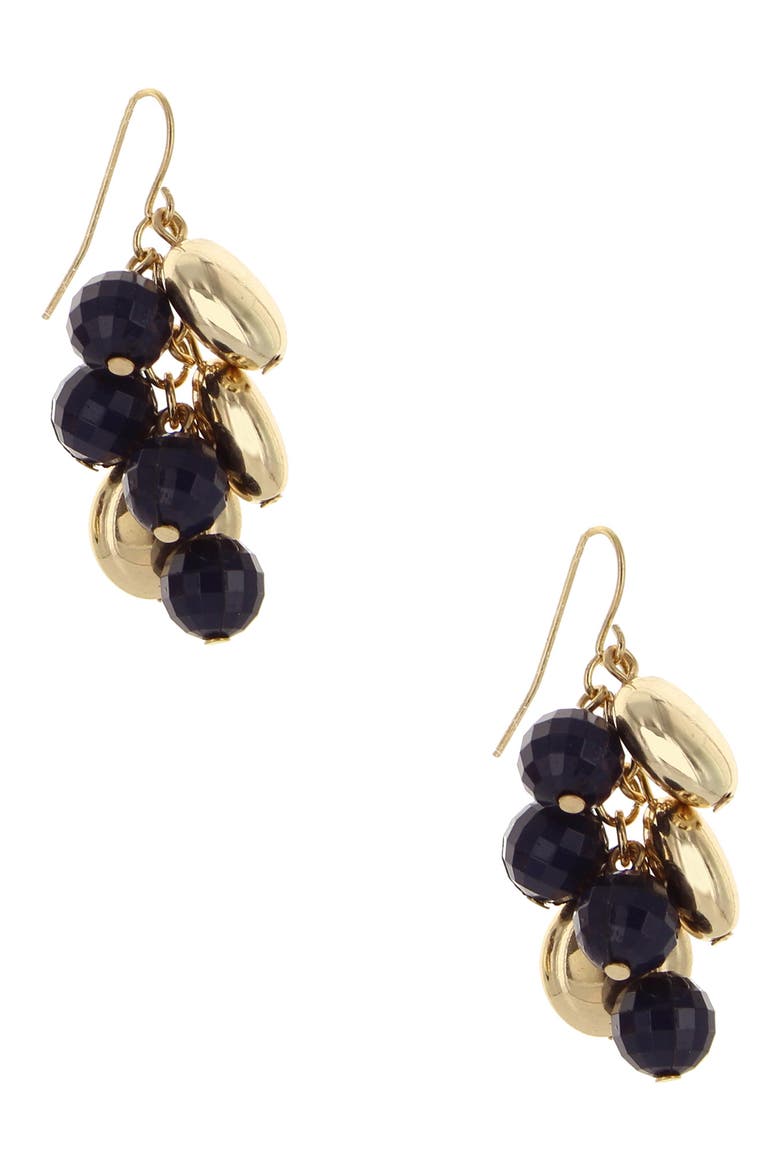 Bead Cluster Drop Earrings, Main, color, GOLD / BLUE