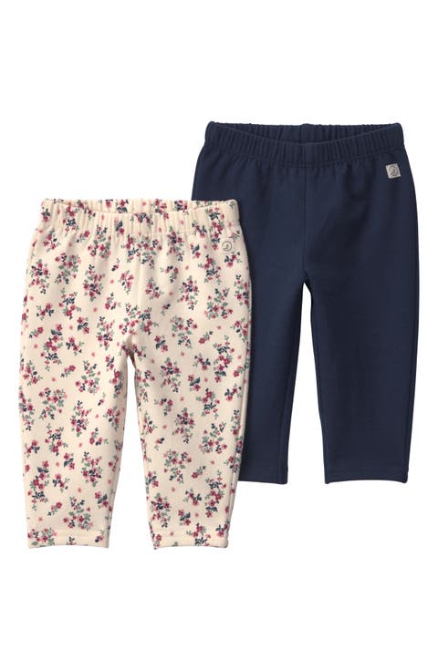 Set of 2 Assorted Stretch Organic Cotton Knit Pants