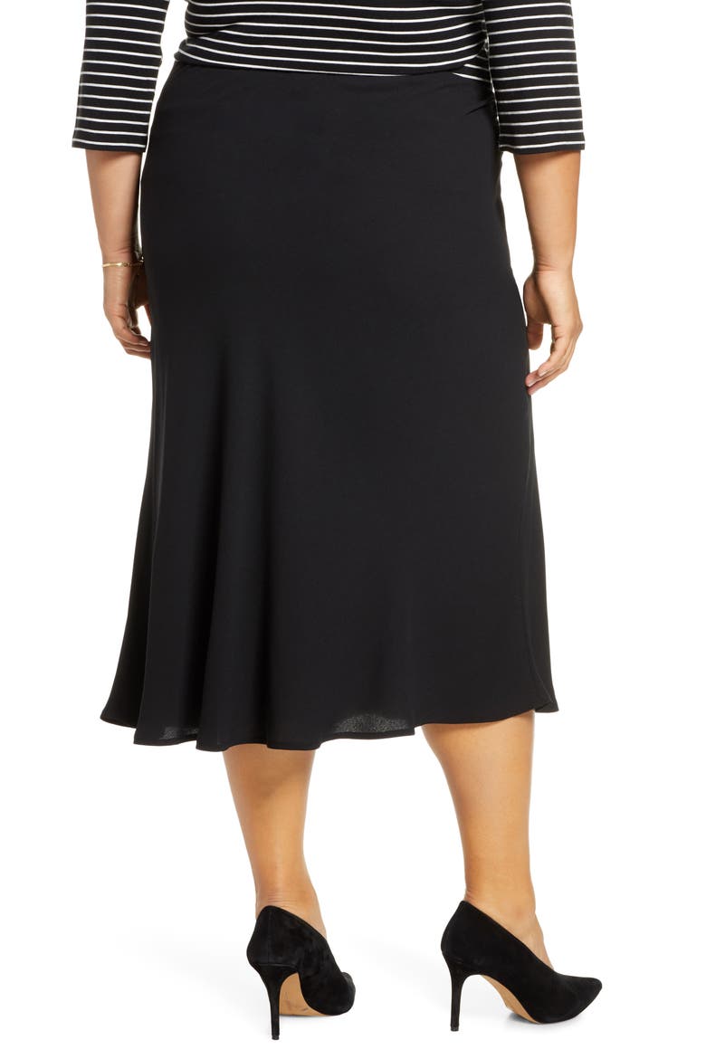 Bias Cut Midi Skirt, Alternate, color, BLACK