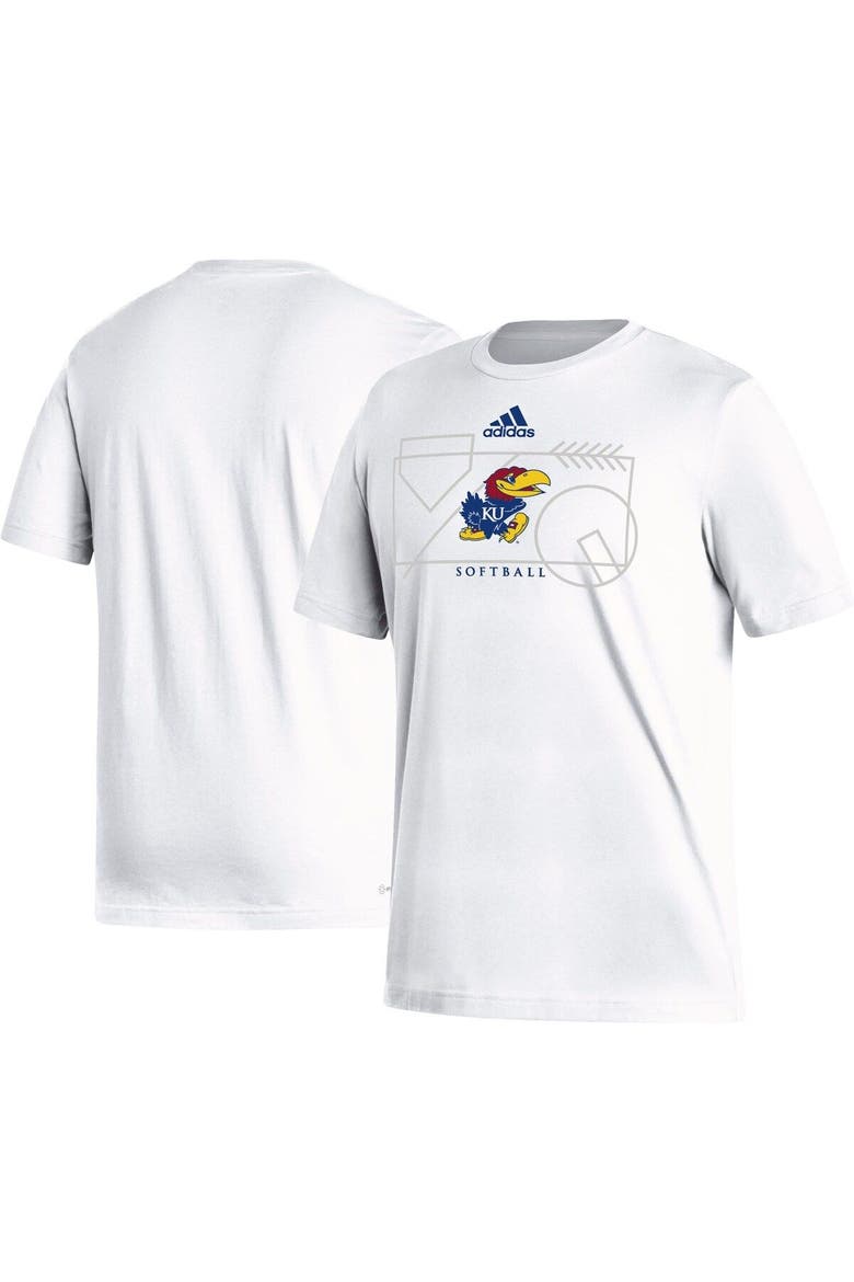 Men's adidas White Kansas Jayhawks Locker Lines Softball Fresh T-Shirt, Main, color, White