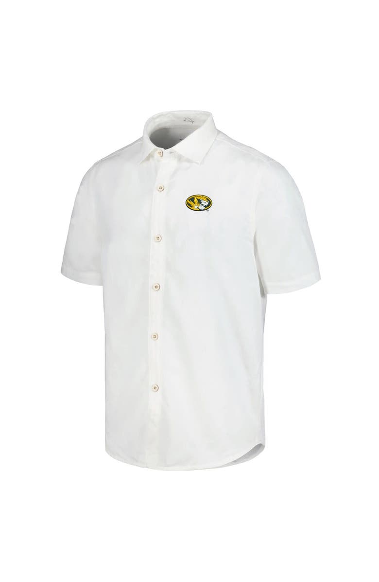 Tommy Bahama Men's Tommy Bahama White Missouri Tigers Coconut Point Palm Vista IslandZone Camp Button-Up Shirt, Alternate, color, 