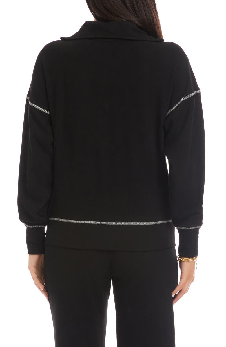 Karen Kane Contrast Stitch Half Zip Pullover, Alternate, color, Black