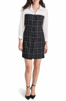 DKNY Windowpane Button Front Dress