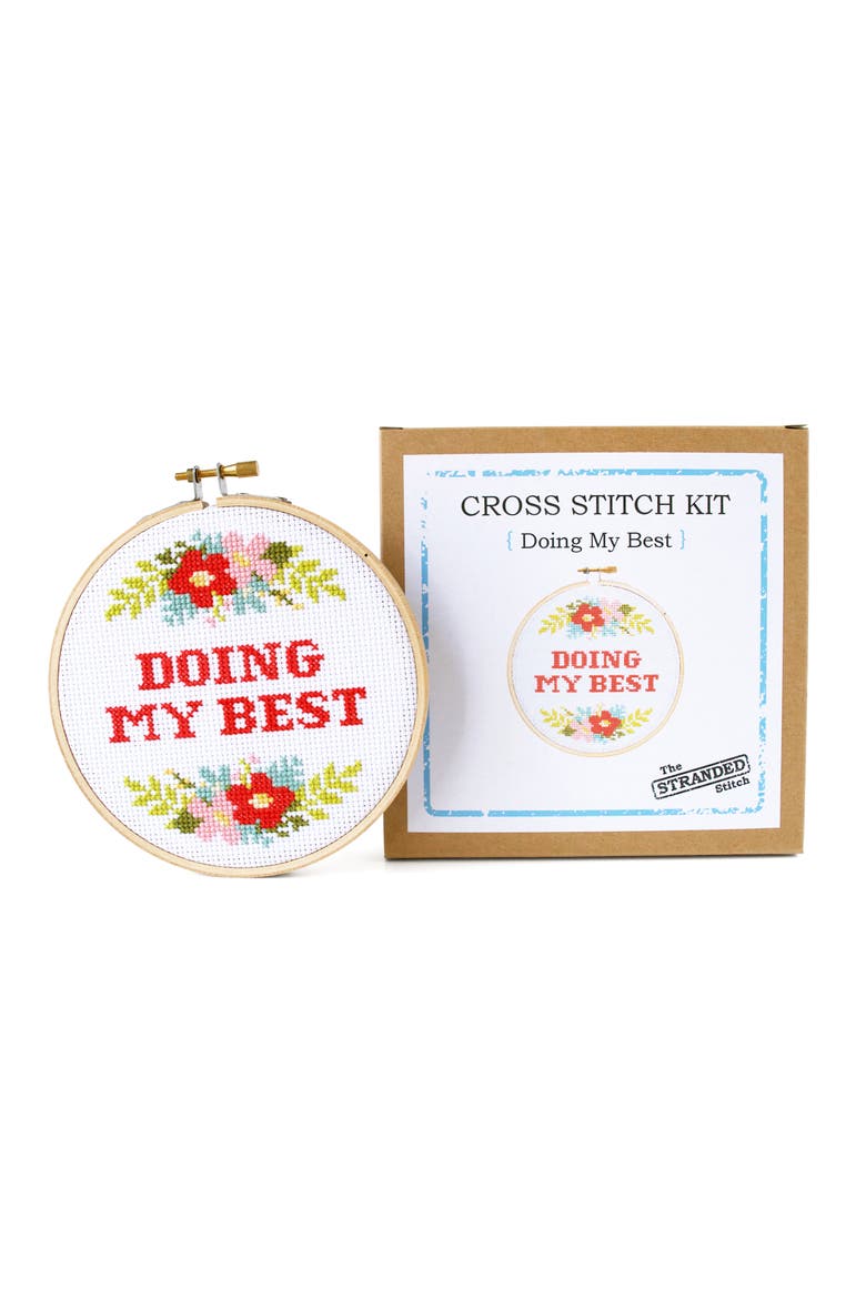 Doing My Best Cross-Stitch Kit, Main, color, MULTI