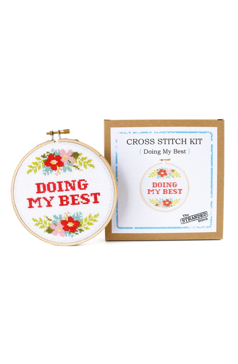 The Stranded Stitch Doing My Best Cross-Stitch Kit, Main, color, 