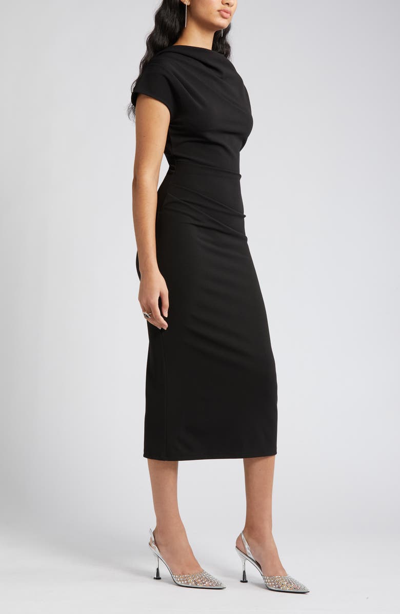 NIKKI LUND Marilyn Ruched Knit Dress, Alternate, color, Black