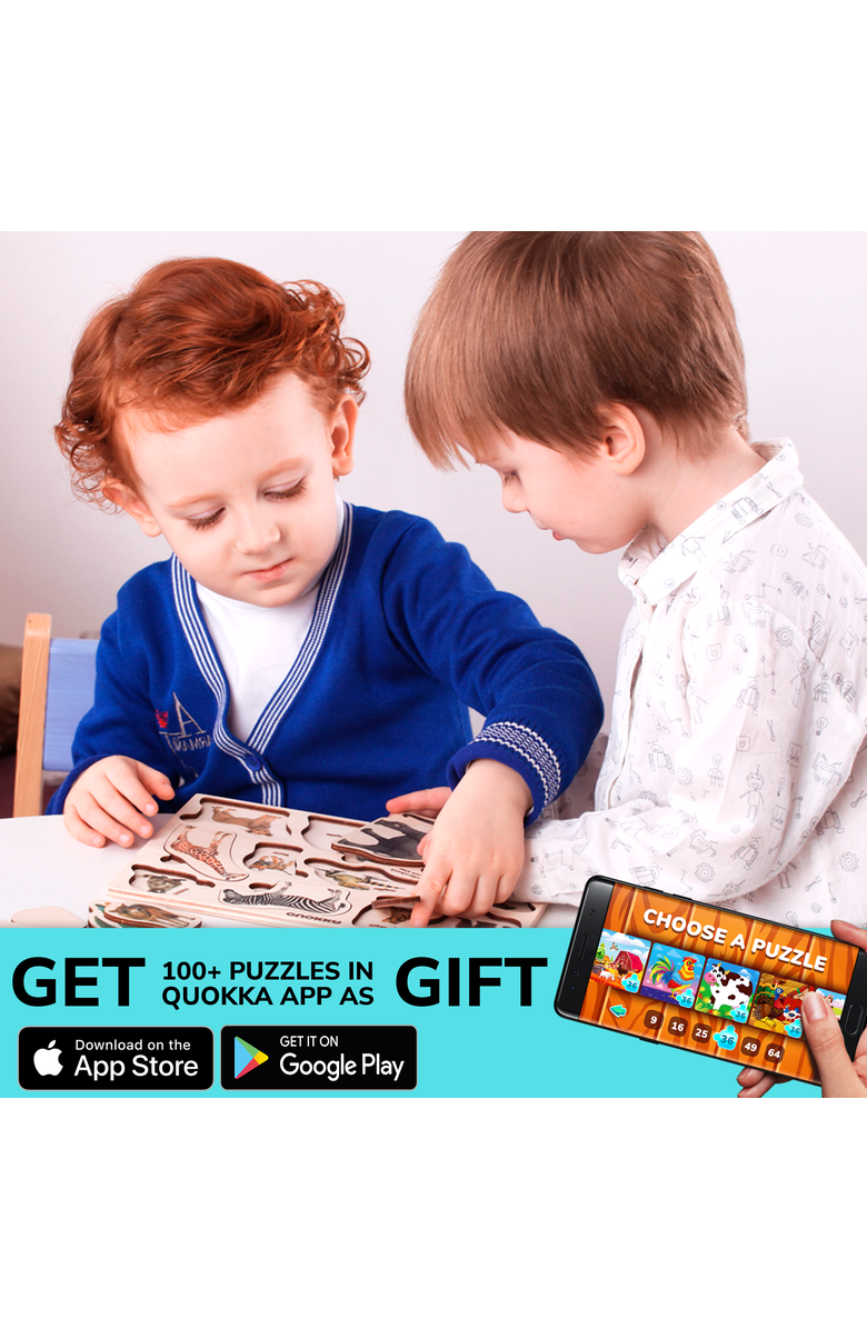 Quokka 3xSET Montessori Wooden Puzzles for Toddlers 1-3 - Educational Toy for Fine Motor Skills, Alternate, color, Realistic Animals