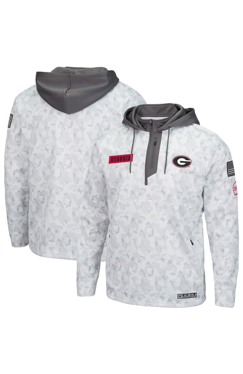 COLOSSEUM Men's Colosseum Arctic Camo Georgia Bulldogs OHT Military Appreciation Quarter-Zip Hoodie, Main, color, Arctic Camo