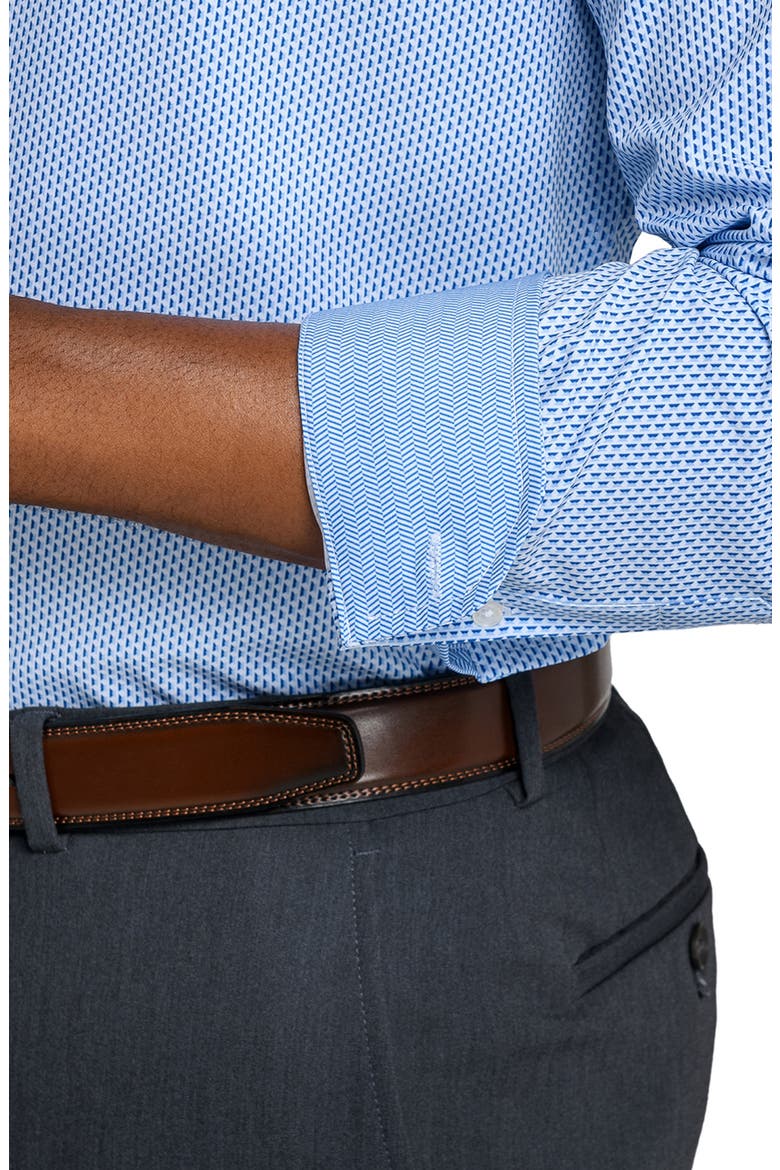 Slim Fit Tile Print Performance Dress Shirt, Alternate, color, WHITE/ BLUE