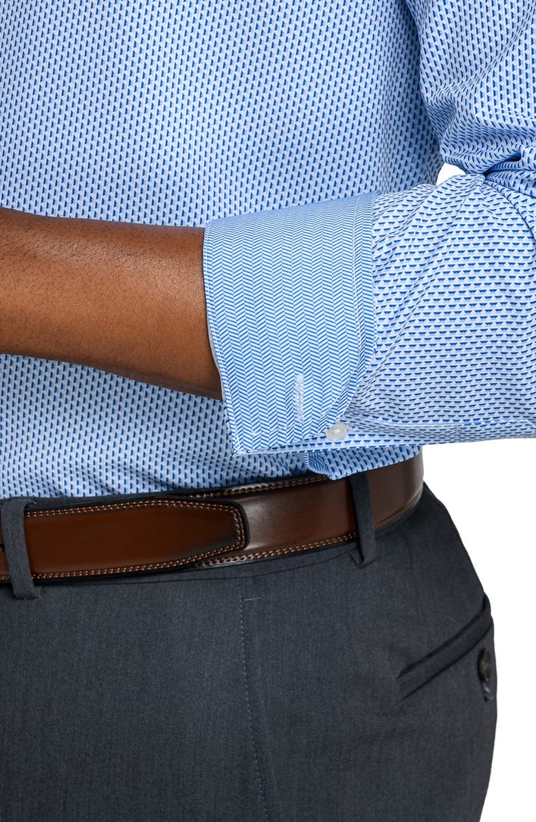 W.R.K Slim Fit Tile Print Performance Dress Shirt, Alternate, color, White/ Blue