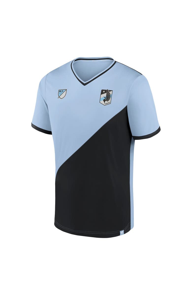 FANATICS Men's Fanatics Branded Light Blue/Black Minnesota United FC Striker V-Neck T-Shirt, Alternate, color, 