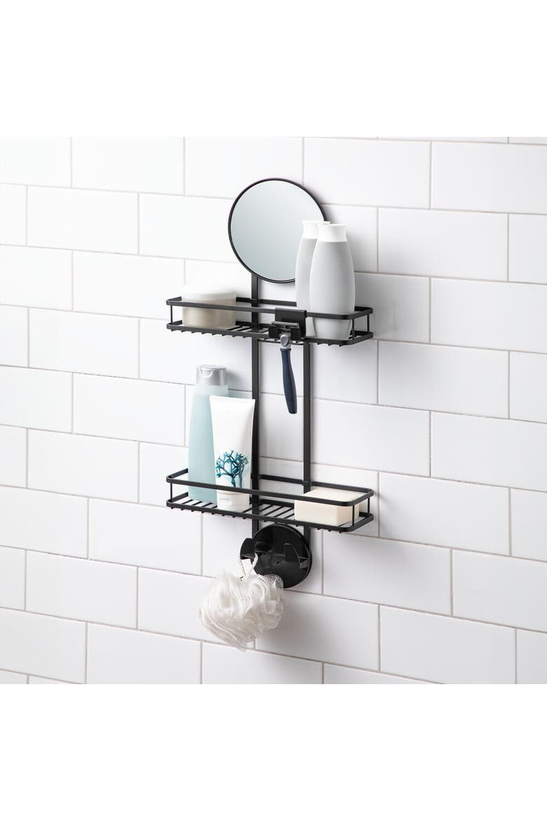 Self-Adhesive Shower Caddy, Alternate, color, Matte Black