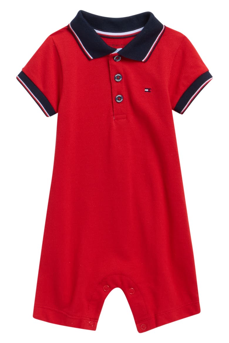 Polo Romper, Main, color, RED