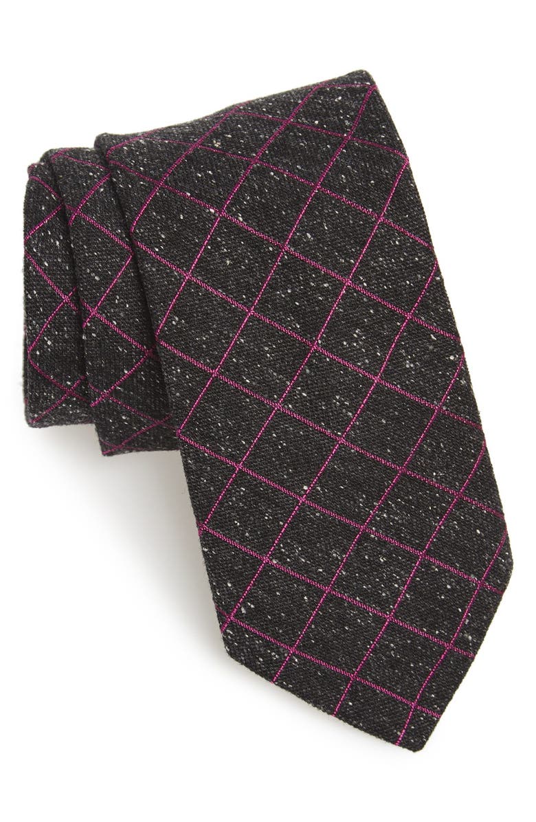 Ted Baker London Windowpane Silk Blend Tie, Main, color,