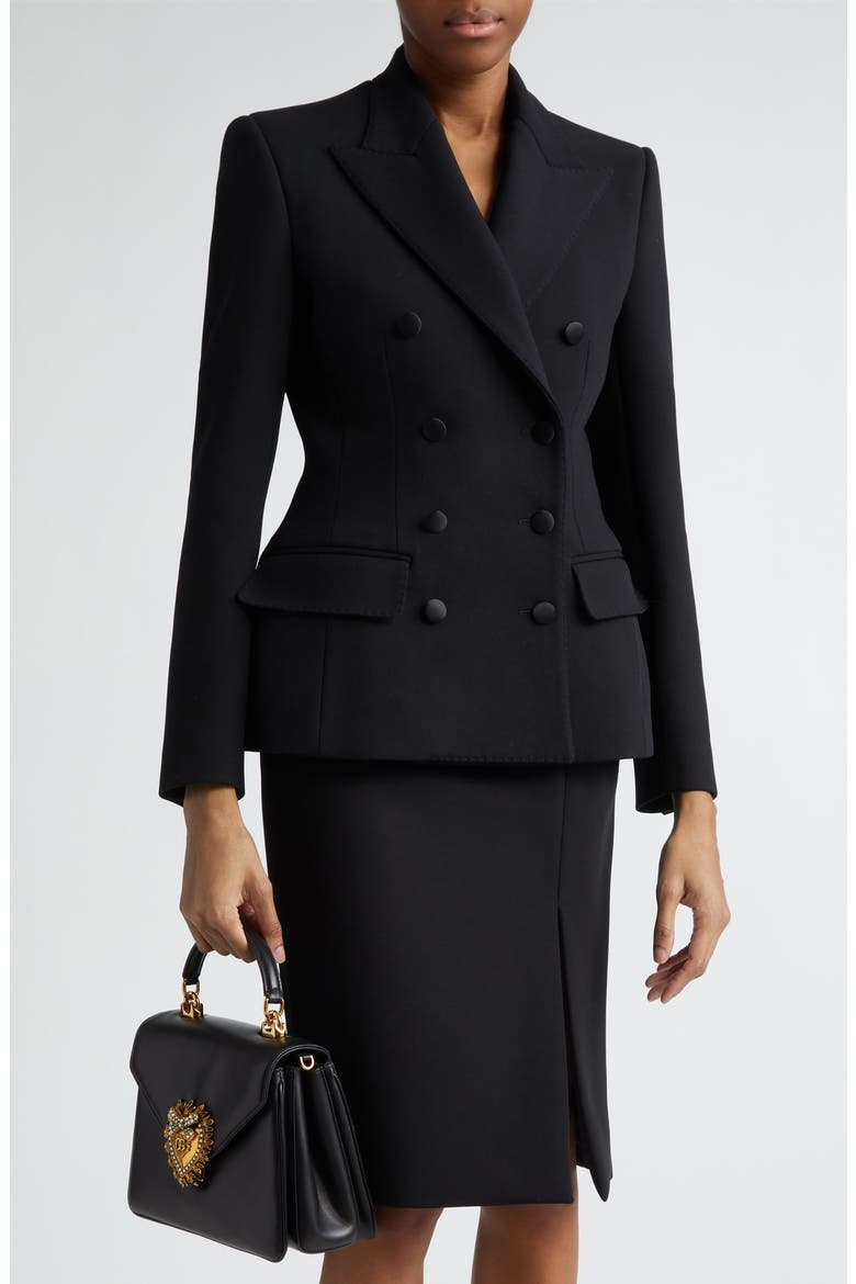 Turlington Double Breasted Wool Blend Blazer, Main, color, NERO