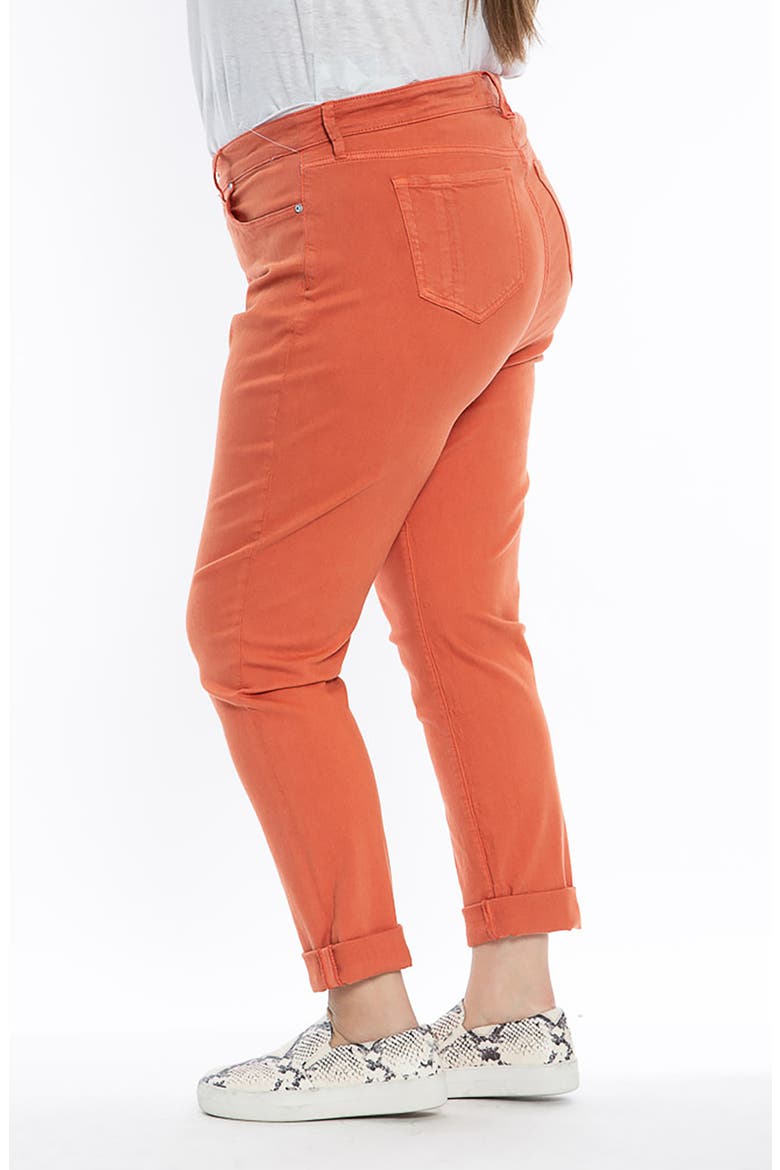 High Waist Roll Hem Boyfriend Jeans, Alternate, color, RUST
