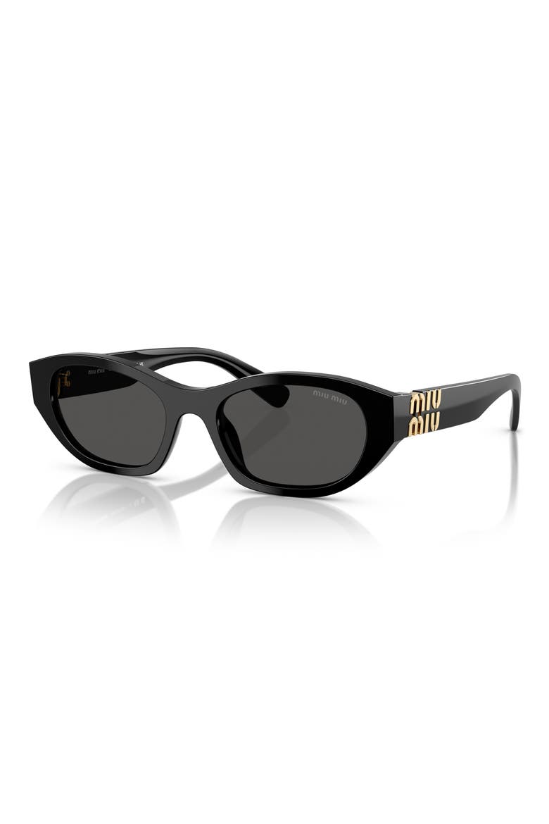 53mm Oval Sunglasses, Alternate, color, BLACK / DARK GREY