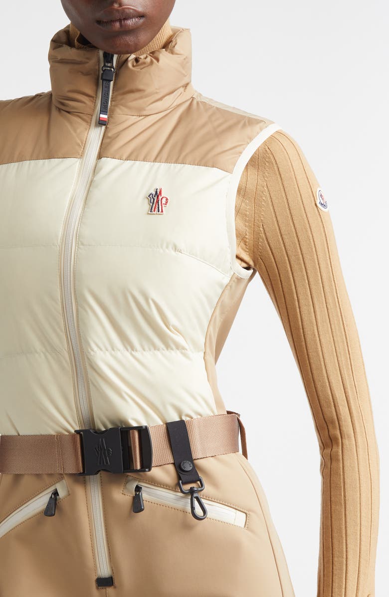 Moncler Grenoble Colorblock Down Ski Suit, Alternate, color, Neutral