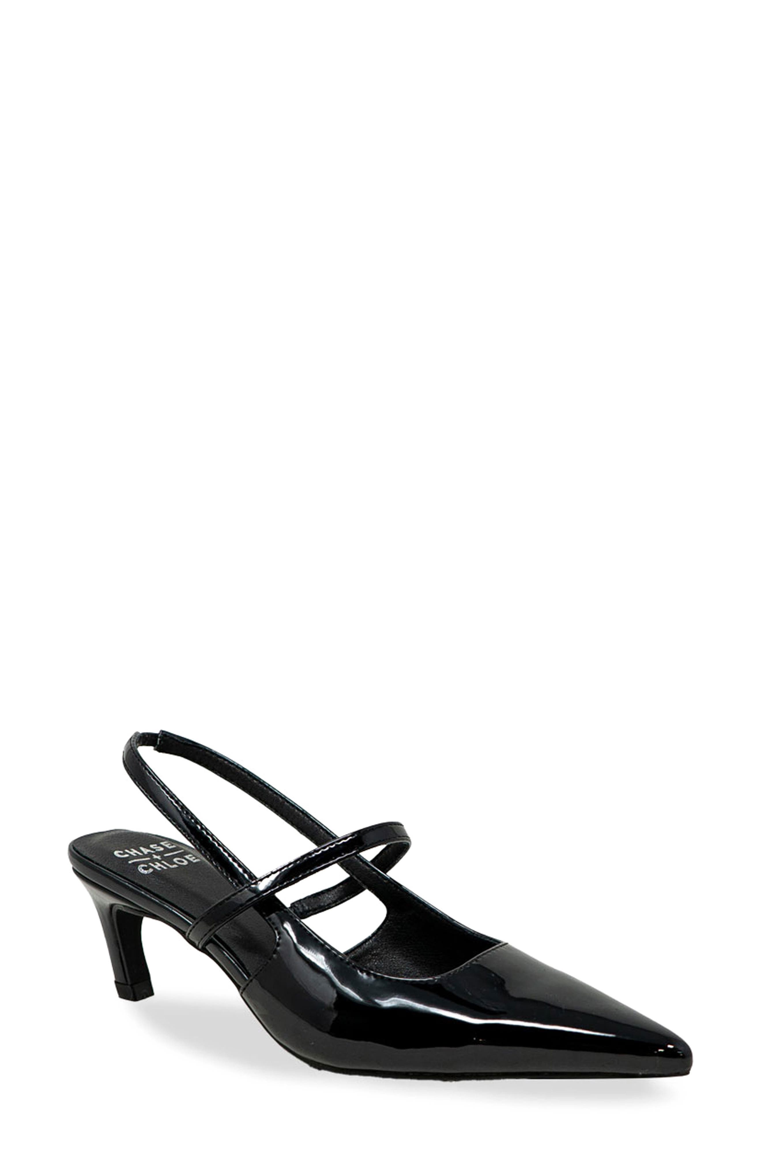 CHASE AND CHLOE Zandra Slingback Pump, Main, color, Black Patent