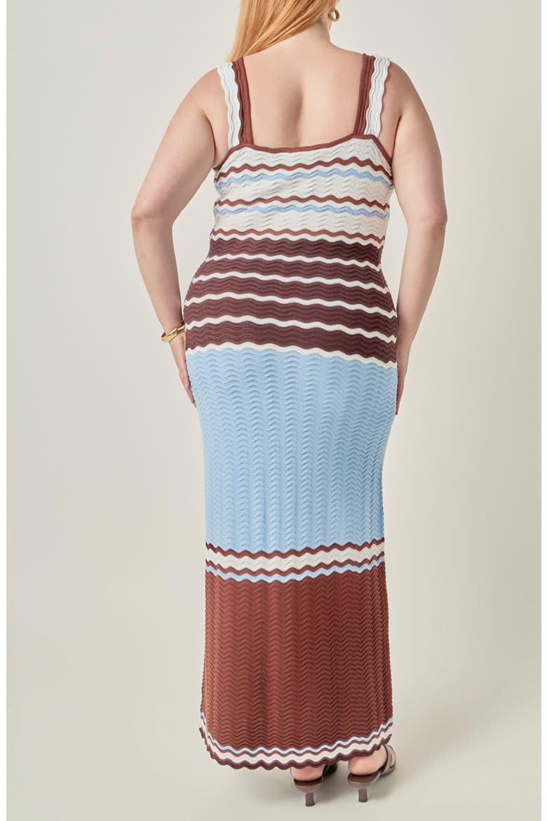 Wavy Crochet Midi Dress, Alternate, color, BROWN MULTI
