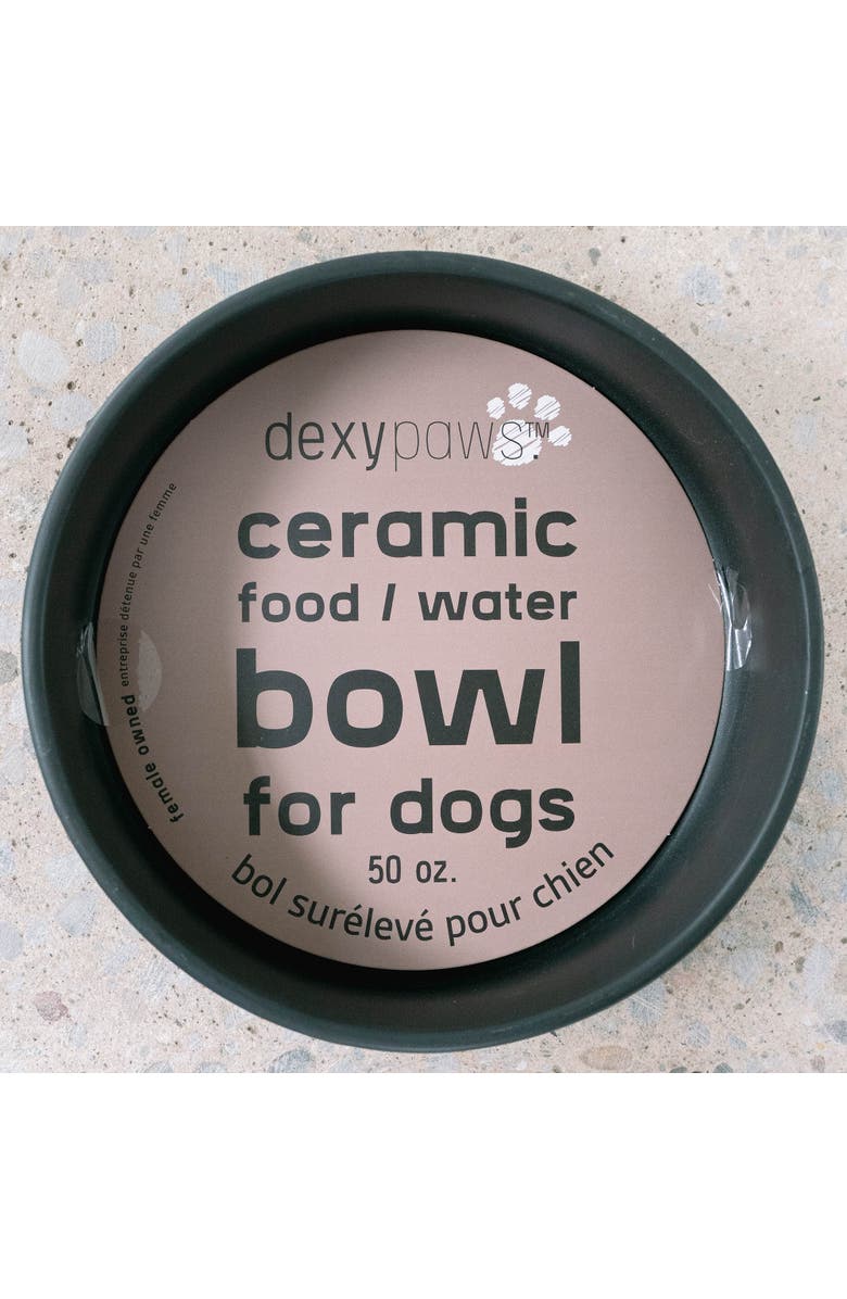 Dexypaws Ceramic Dog Bowl, 50oz Pet Feeding Dish, Alternate, color, Black