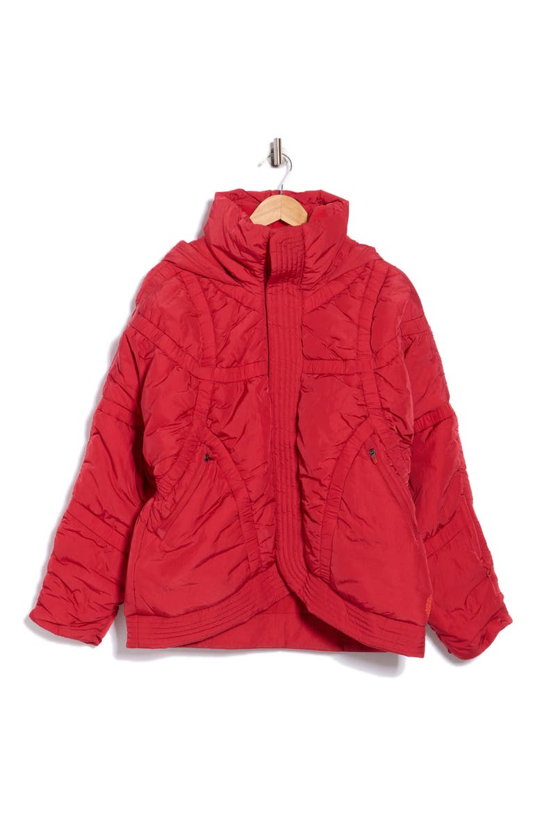 Shirr Enough Backpack Water Resistant Puffer Jacket, Alternate, color, CRANBERRY