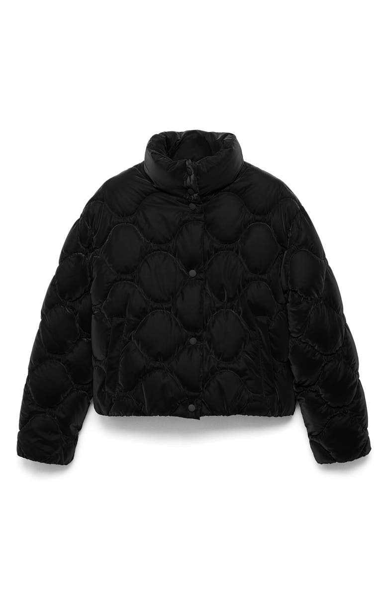 MANGO TEEN Quilted Puffer Coat, Alternate, color, Black