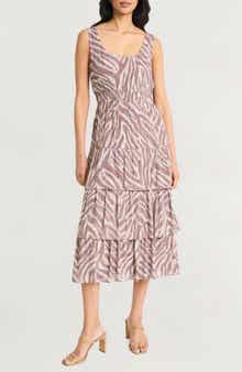 The Good Journey Ripple Stripes Tiered Midi Dress