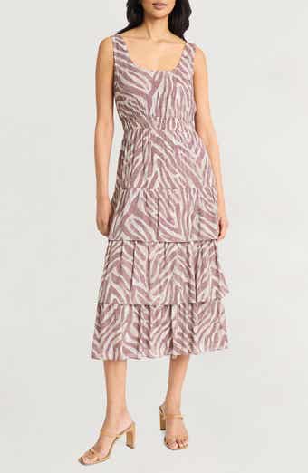 The Good Journey Ripple Stripes Tiered Midi Dress