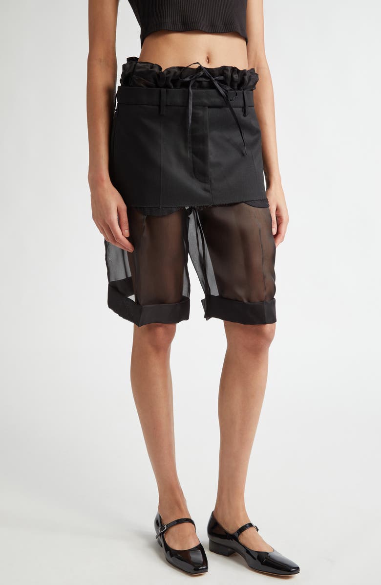 Maison Margiela Mixed Media Miniskirt Layered Shorts, Main, color, 