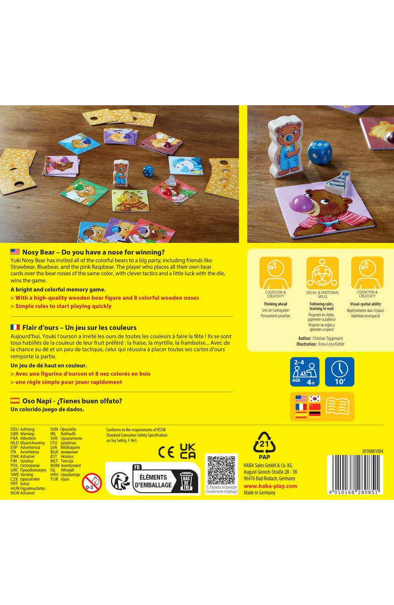 HABA Nosy Bear Board Game - Perfect Kids Board Game for Ages 4-8, Party Games & Board Games for Family Night, Children's Toys & Games, Alternate, color, Multi