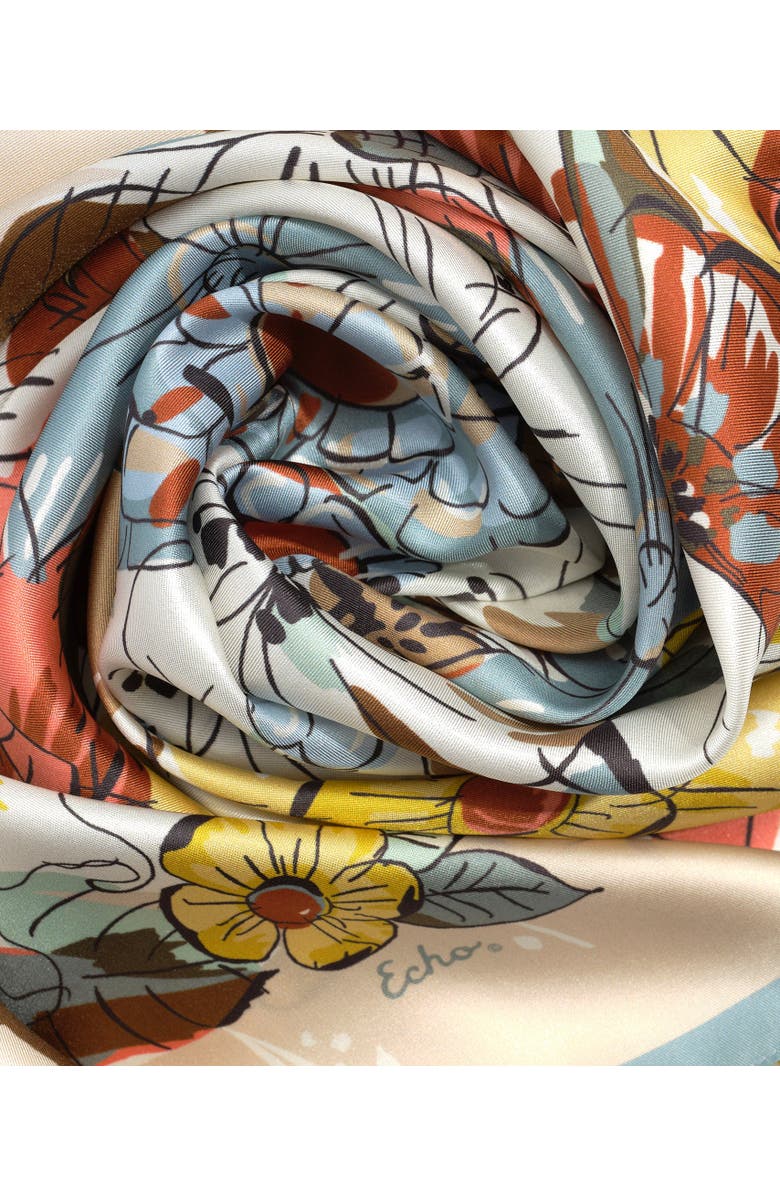 Echo Floral Bouquet Silk Square, Alternate, color, Pebble