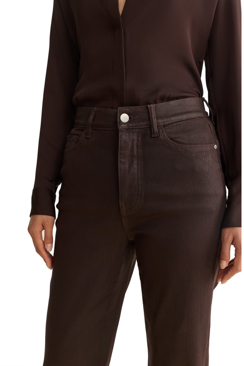 ASE Coated High Waist Straight Leg Jeans, Alternate, color, COATED AMERICANO