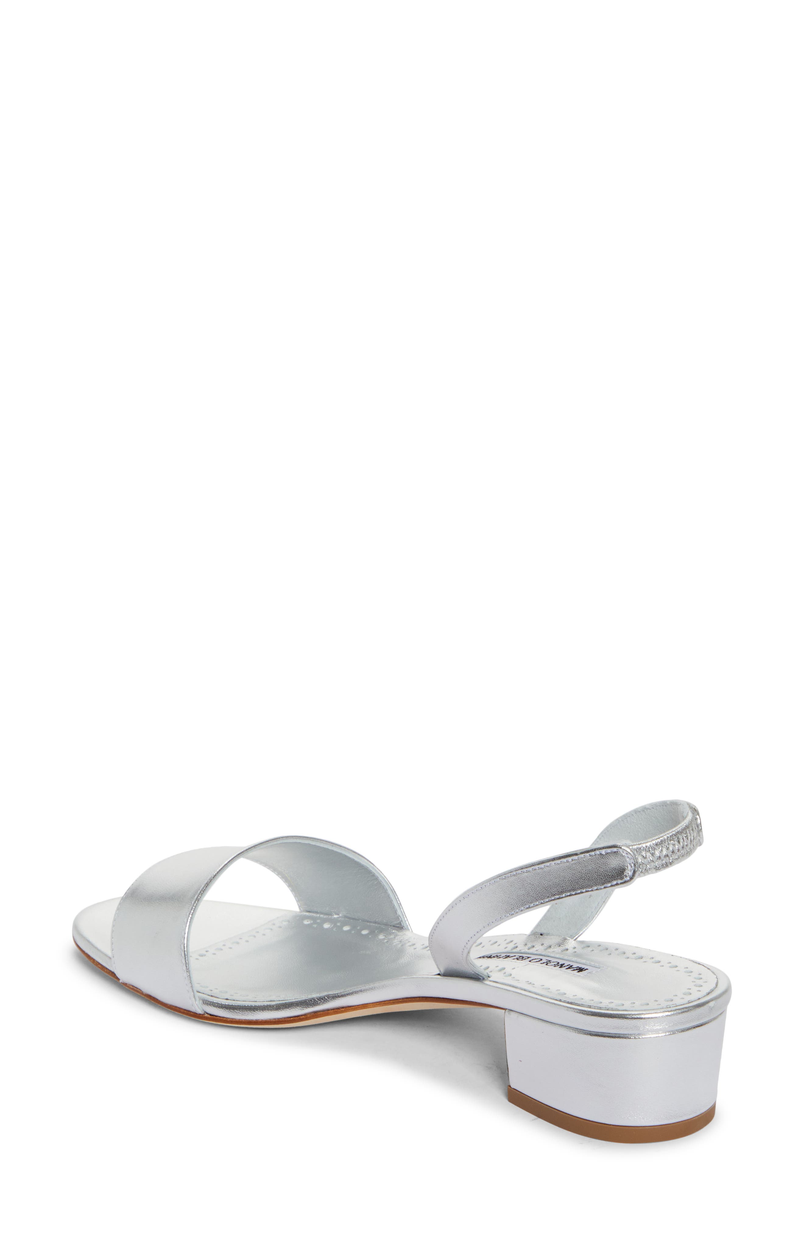 Manolo Blahnik Patopia Slingback Sandal, Alternate, color, Silver