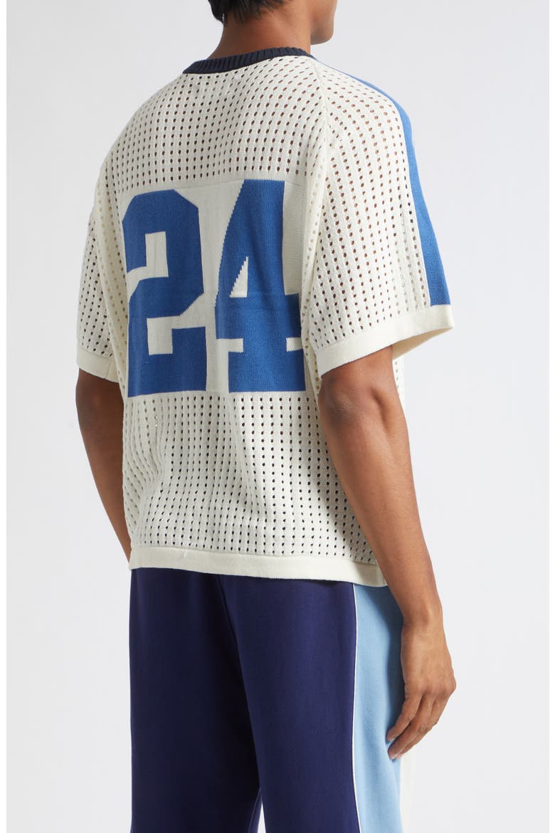 24 Oversize Cotton Pointelle V-Neck Soccer Jersey, Alternate, color, EGG WHITE