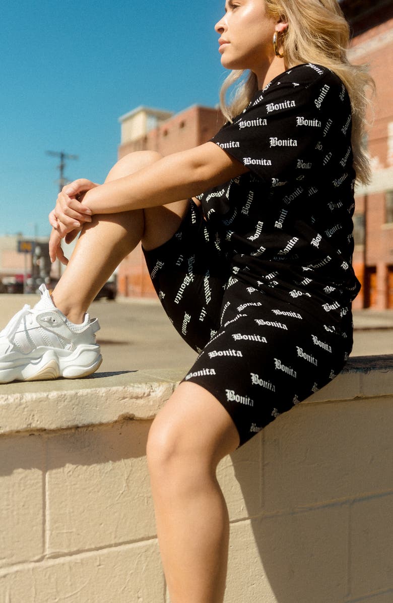 Viva La Bonita Allover Print Bike Shorts, Alternate, color, 