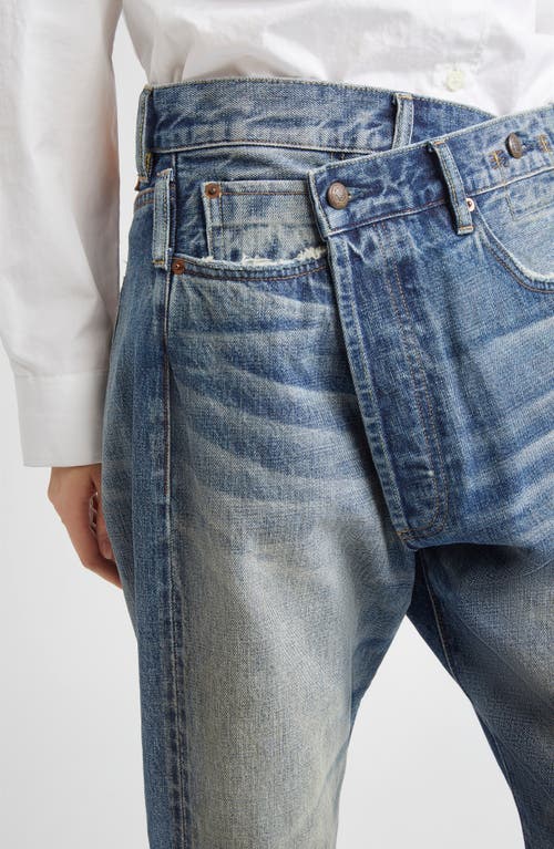 R13 Cuffed Crossover Straight Leg Jeans In Blue