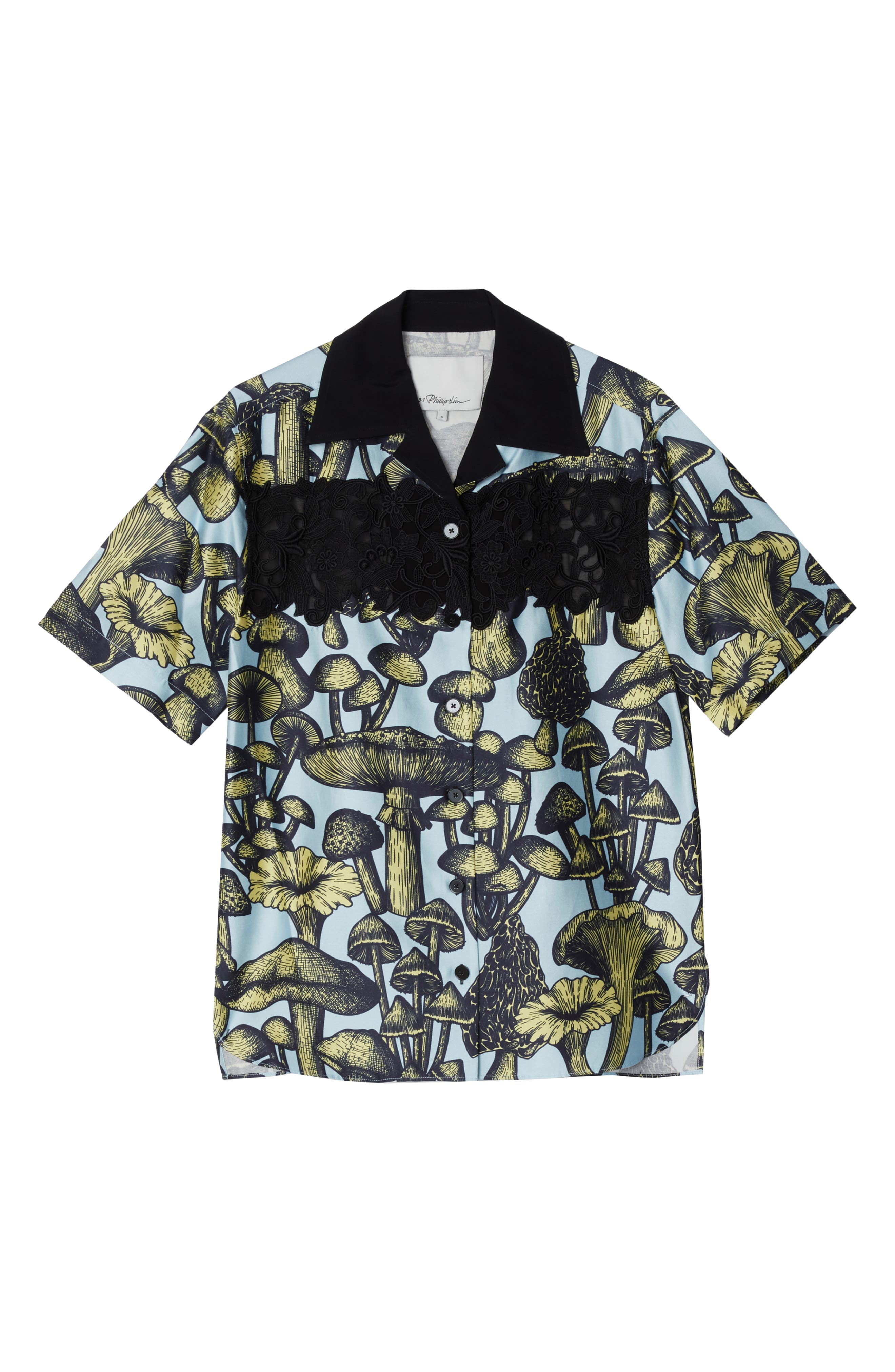 Ethereal Mushrooms Relaxed Lace Inset Camp Shirt